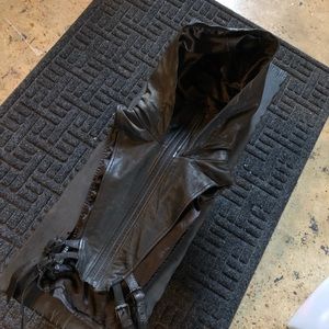 Jungle Tribe Ninja Kombat handmade black leather/silk lined zipper vest